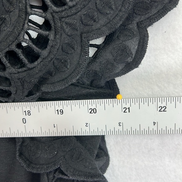 Maurice’s Tie Front Crop Top Sz XL Black Eyelet/Lacey Flutter Sleeve Boho Gypsy - Picture 11 of 11